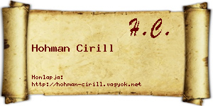 Hohman Cirill névjegykártya
